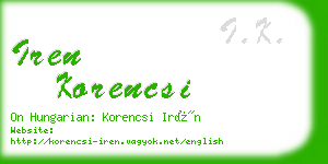 iren korencsi business card